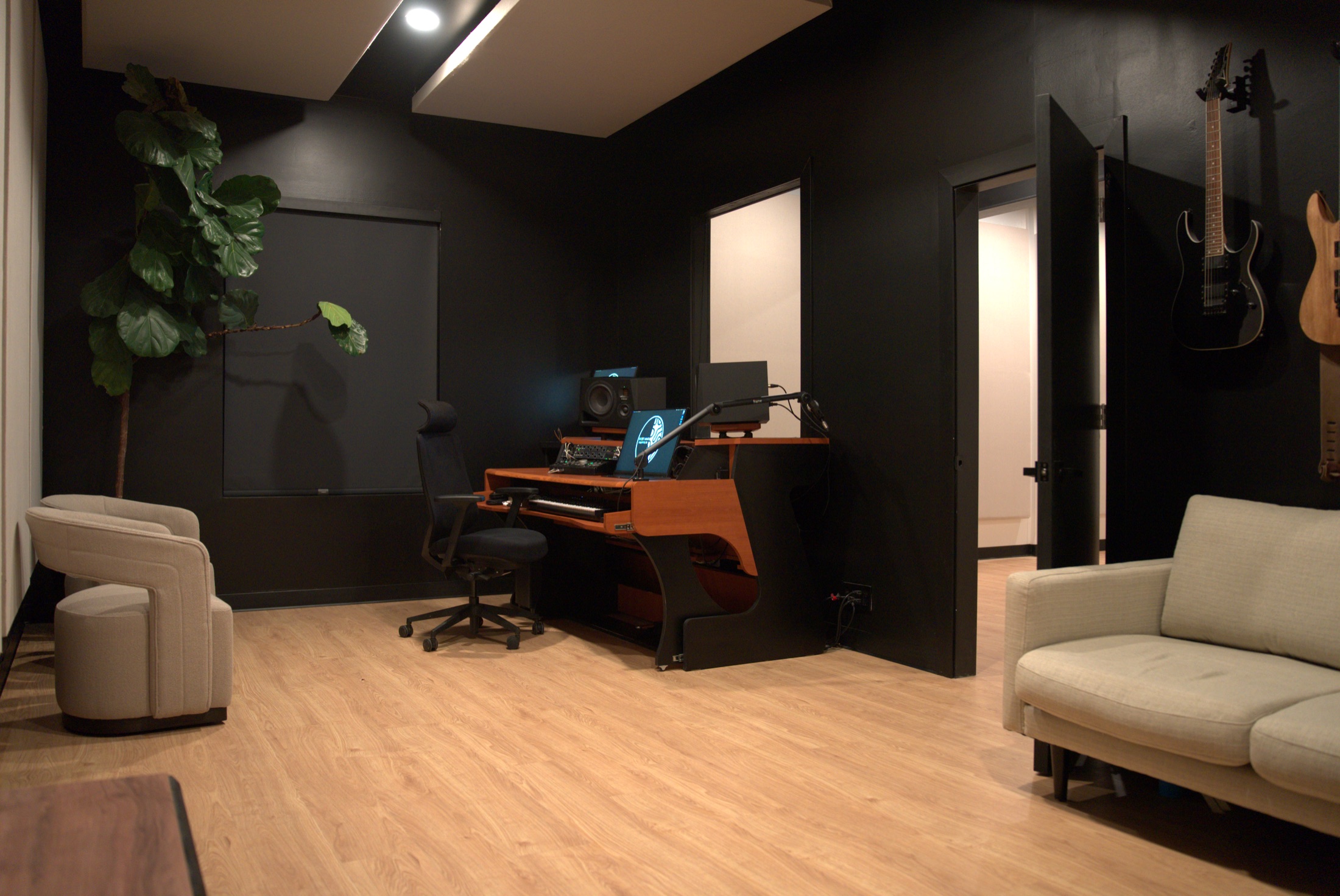 Piano and production area inside Right Mind Creative